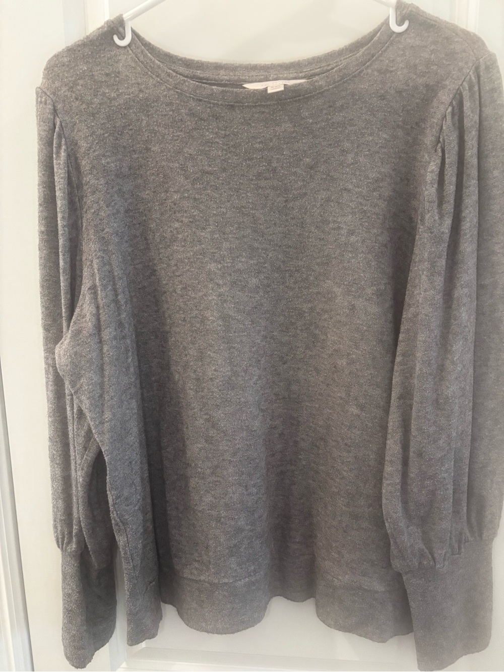 LC Lauren Conrad Gray Crewneck Sweater with Balloon Sleeves
